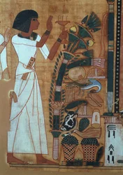 Die Räucherung des Osiris, Seite aus dem Totenbuch des Neb-Qued, Ägyptisch, Neues Reich